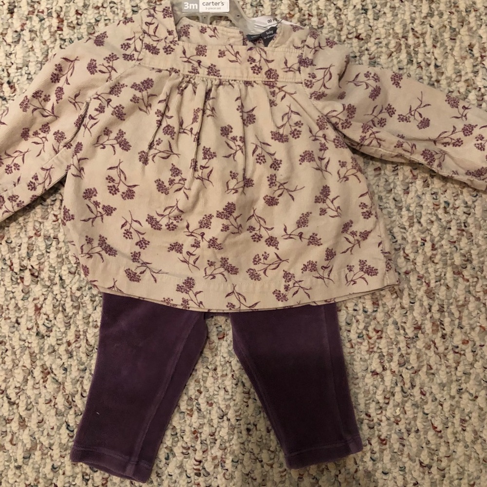 Baby gap girl pants with 2 matching tops